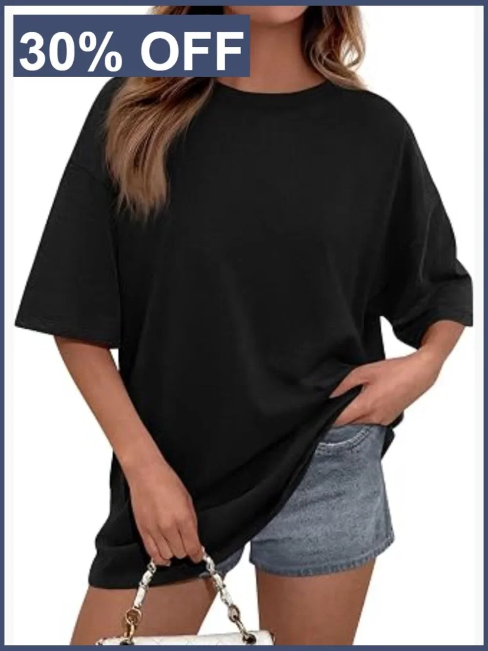 Oversized Cotton Blend T-Shirt, Drop Shoulder Crewneck, Loose Fit Basic Tee,